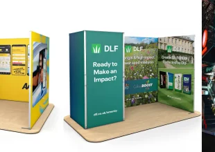 Exhibition booth with DLF branding